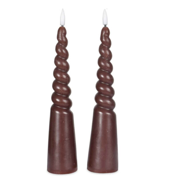2 bougies LED torsadées
