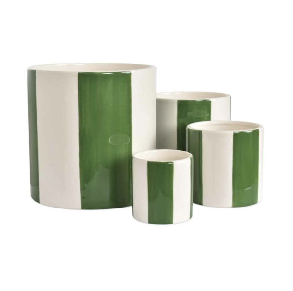 Set de 4 pots rayure vert
