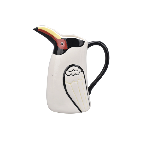Pichet décoratif toucan blanc